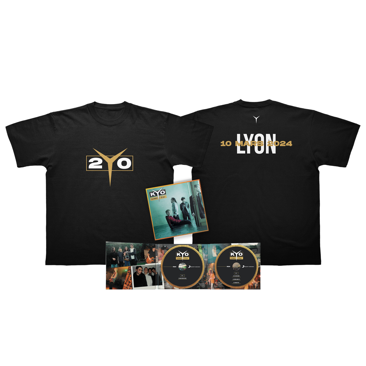 PACK DOUBLE CD "LE CHEMIN - 20 ANS" + T-SHIRT TOUR PERSONNALISABLE AVEC TA DATE DE CONCERT