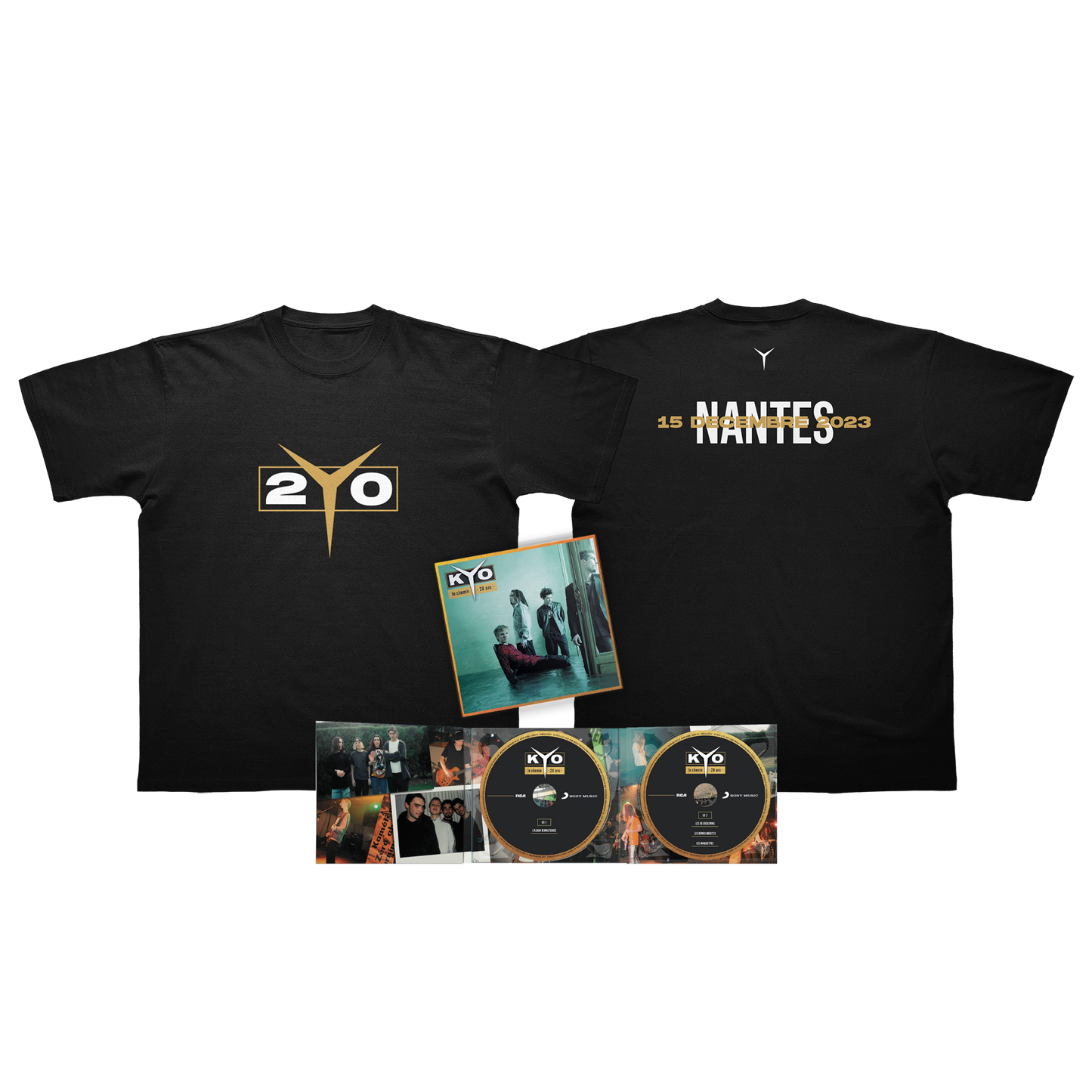 PACK DOUBLE CD "LE CHEMIN - 20 ANS" + T-SHIRT TOUR PERSONNALISABLE AVEC TA DATE DE CONCERT