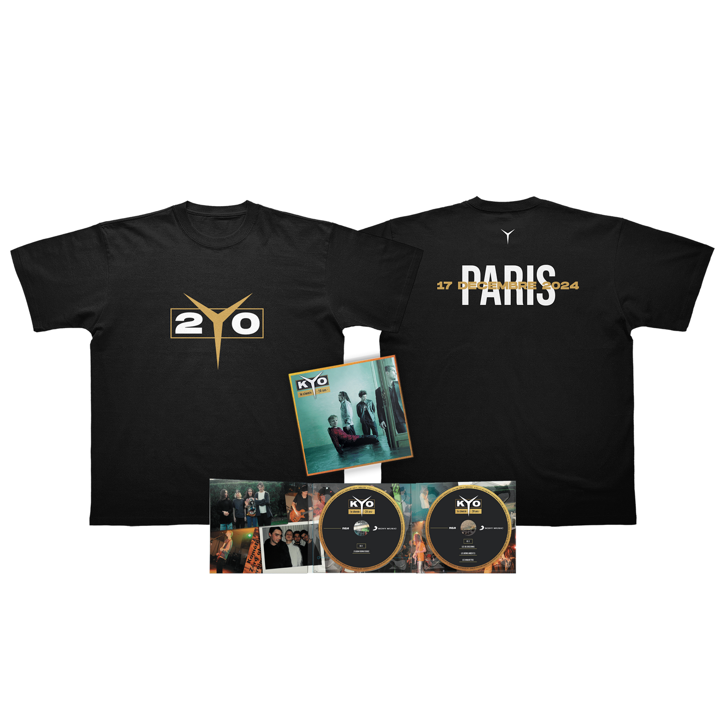 PACK DOUBLE CD "LE CHEMIN - 20 ANS" + T-SHIRT TOUR PERSONNALISABLE AVEC TA DATE DE CONCERT