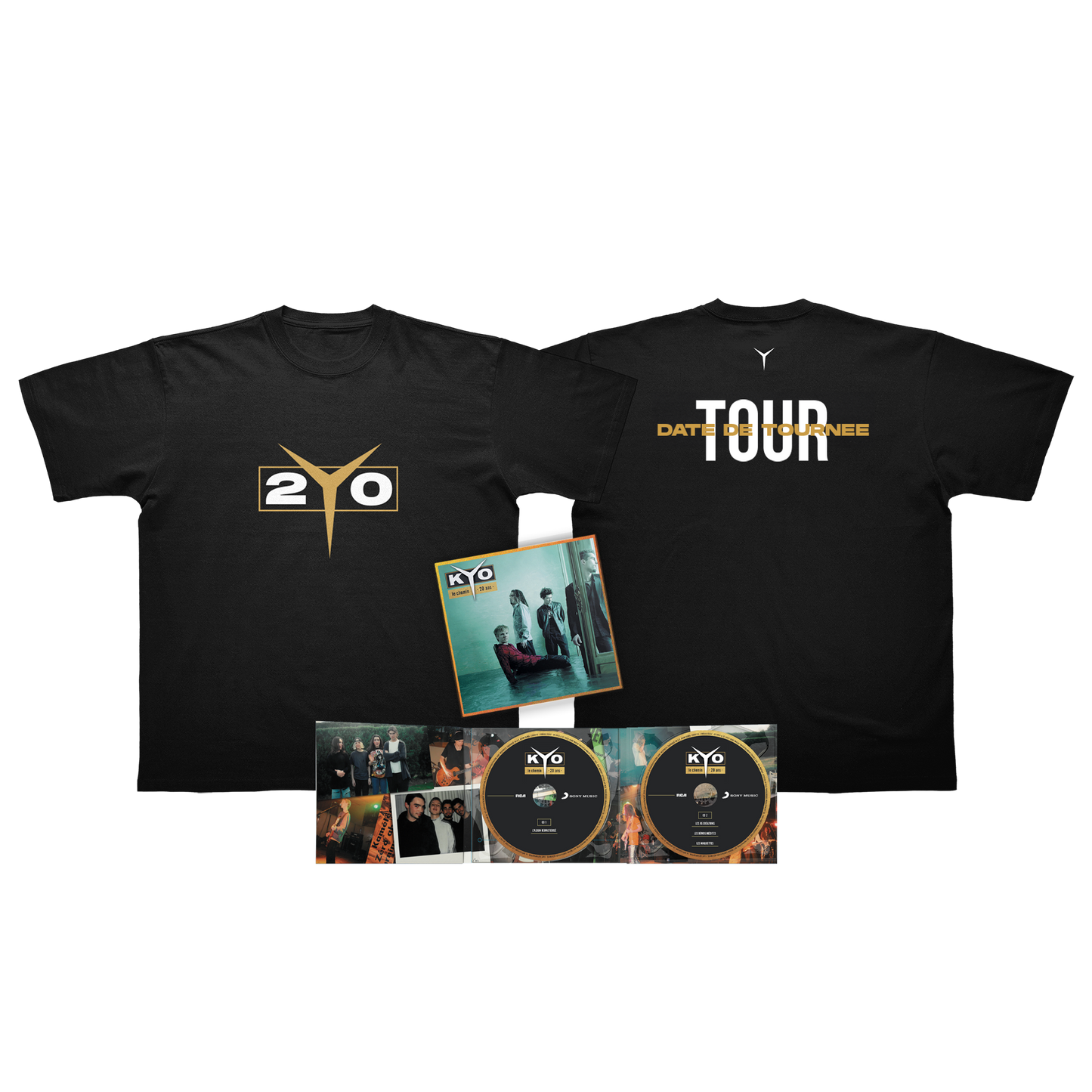 PACK DOUBLE CD "LE CHEMIN - 20 ANS" + T-SHIRT TOUR PERSONNALISABLE AVEC TA DATE DE CONCERT
