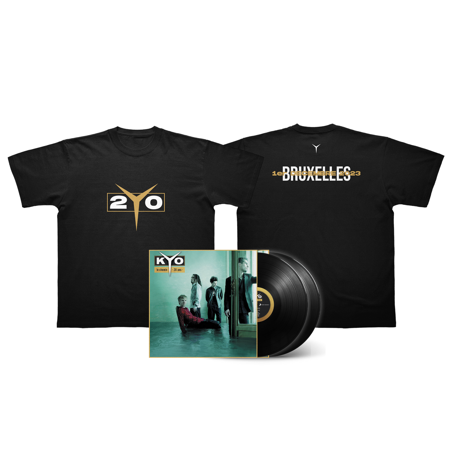 PACK TRIPLE VINYLE "LE CHEMIN - 20 ANS" + T-SHIRT TOUR PERSONNALISABLE AVEC TA DATE DE CONCERT